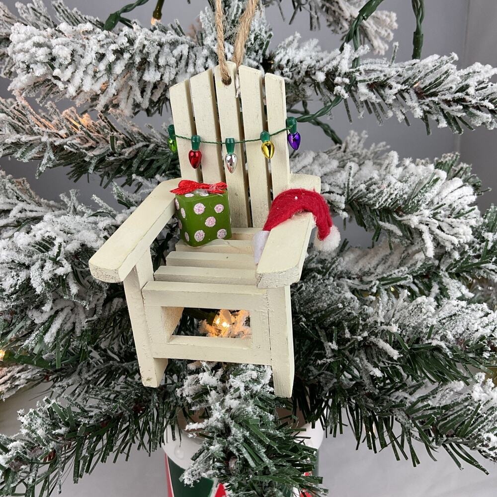 Christmas Ornament- Christmas Beach Chair With Lights And Present-Cape Shore